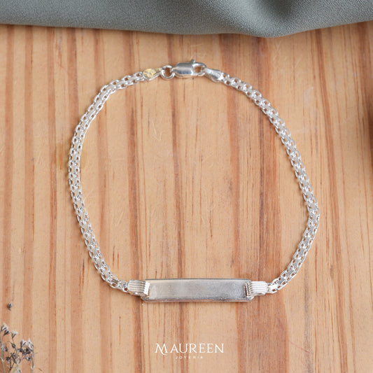 Esclava cuadrada cadena Bismark para pareja - Plata