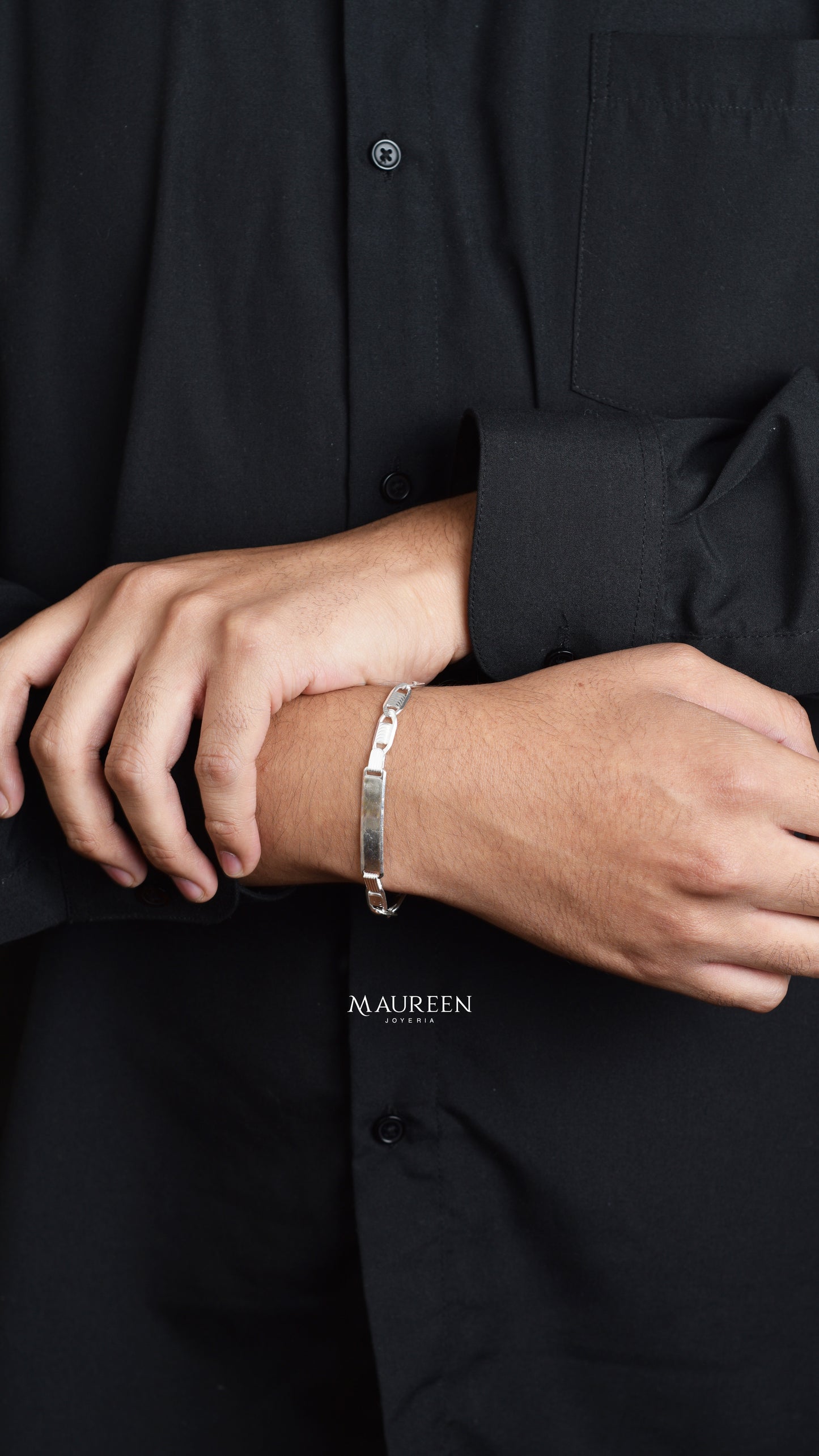 Esclava cuadrada cadena valentino - Plata