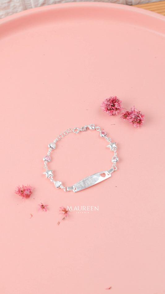 Esclava para niña estrella y corazon- Plata