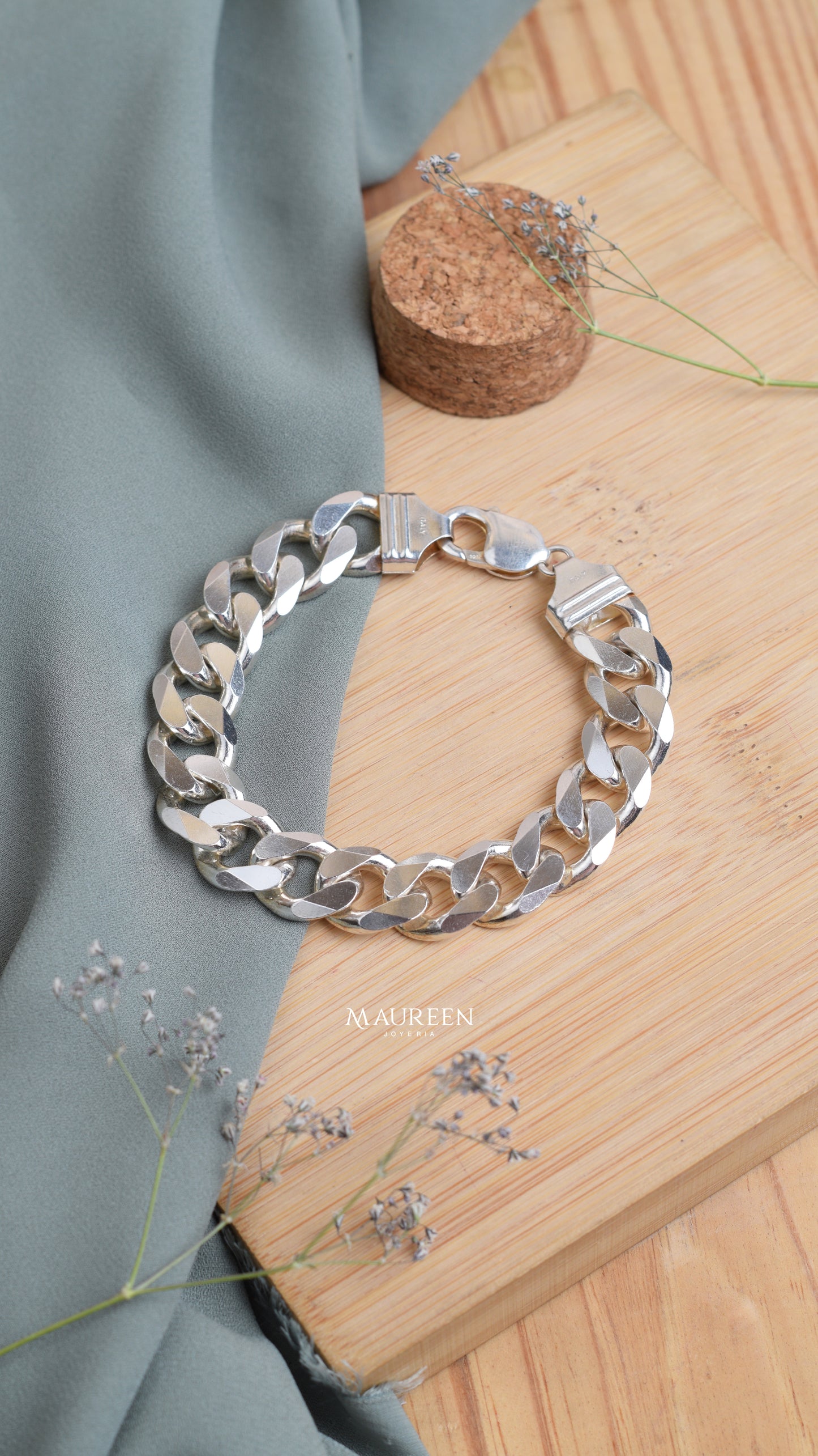 Pulsera hombre lomo de corvina - Plata