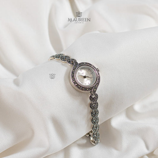 Reloj entorchado marquesita - Plata