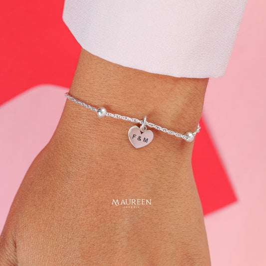 Pulsera corazón "tu y yo" - Plata