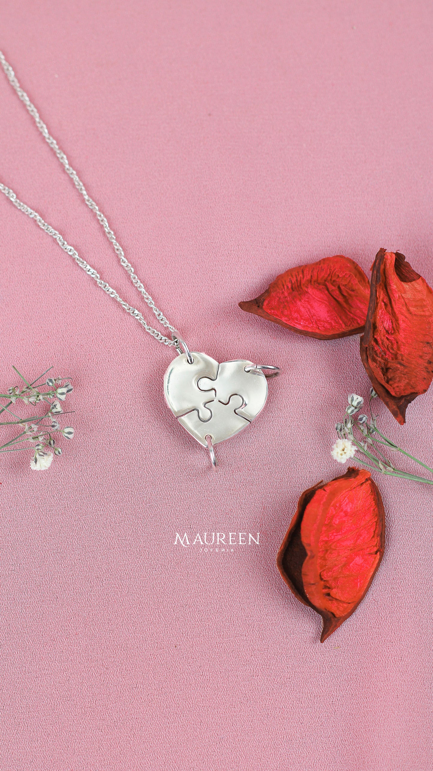 Dije 3 corazones rompecabezas- Plata