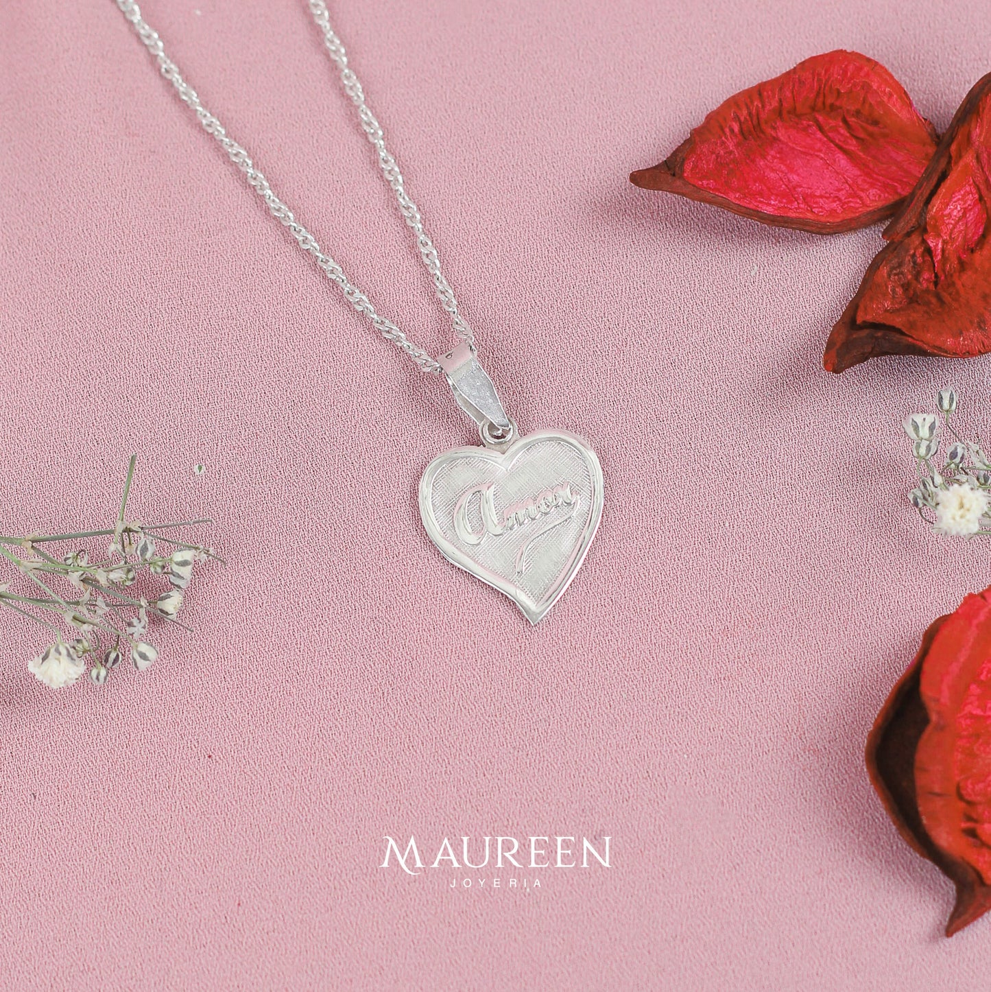 Dije corazones placa - Plata