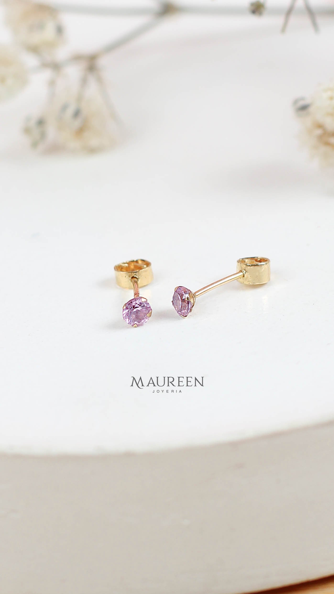 Aretes abridores tic punto luz lila - Oro