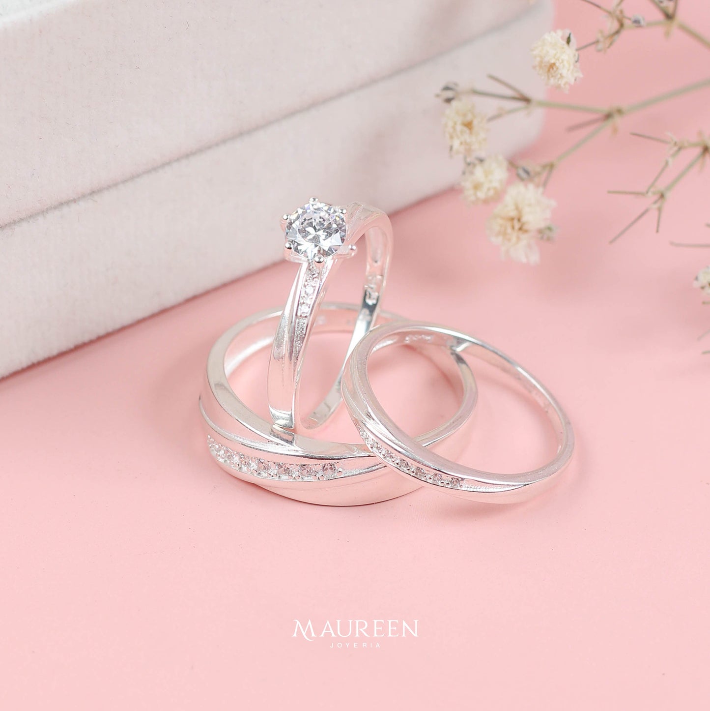Aros de matrimonio circones - Plata