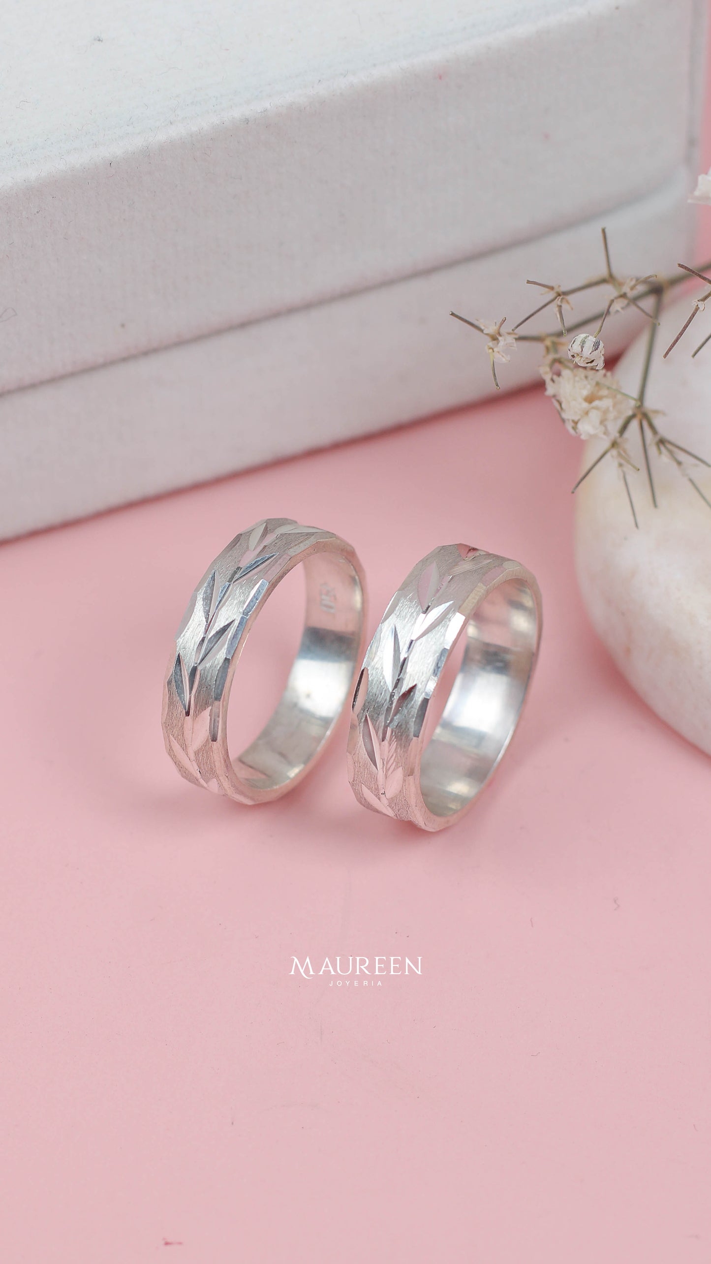 Aros de matrimonio diamantado espiga - Plata