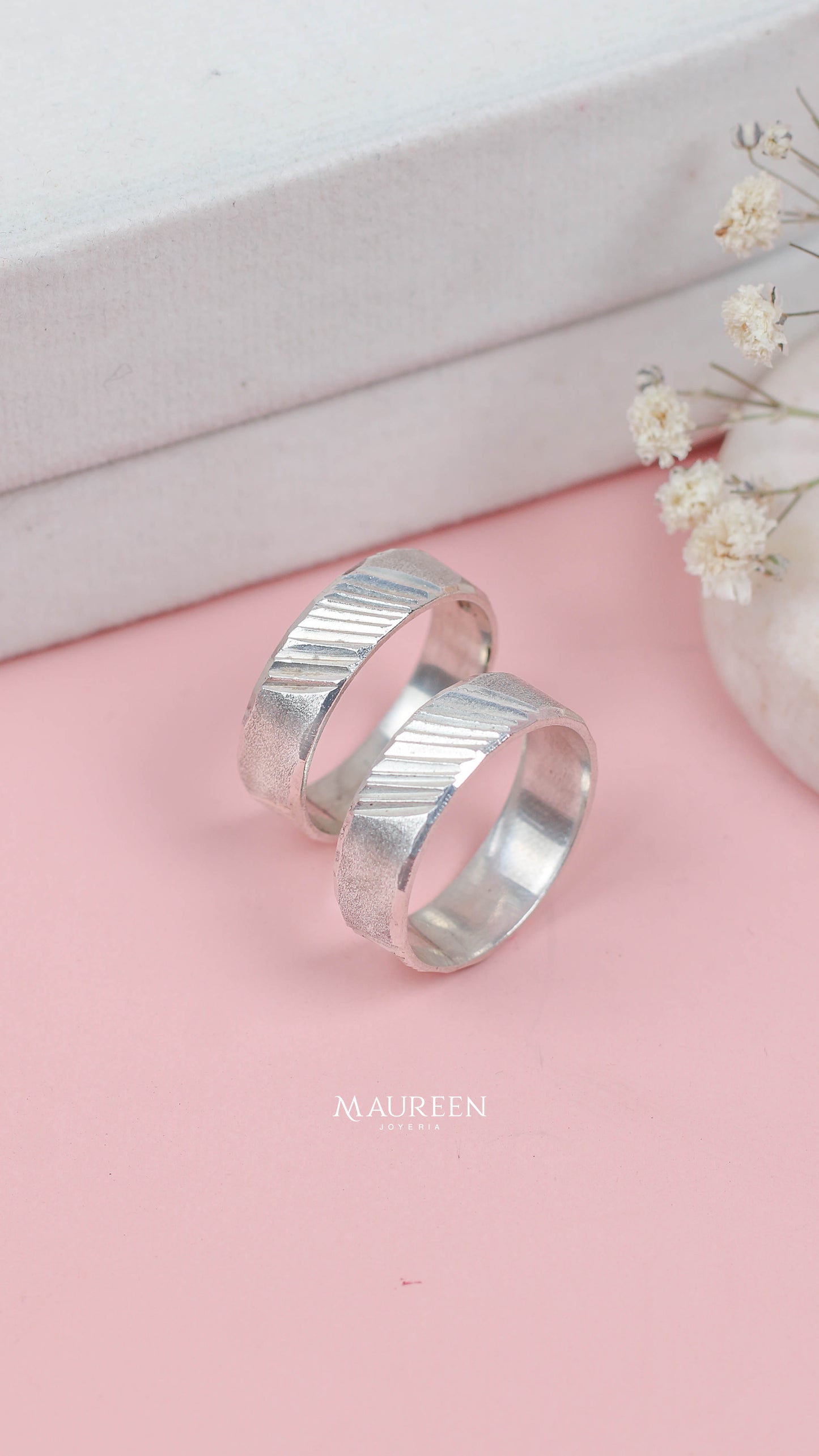 Aros de matrimonio diamantado lineas - Plata