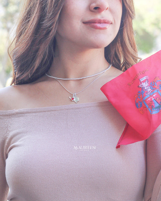 Dijes Corazon Rubi +Mapa Arequipa - Plata