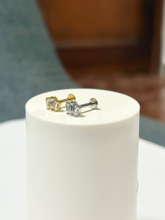 Arete piercing tres rectangulos - Acero quirúrgico