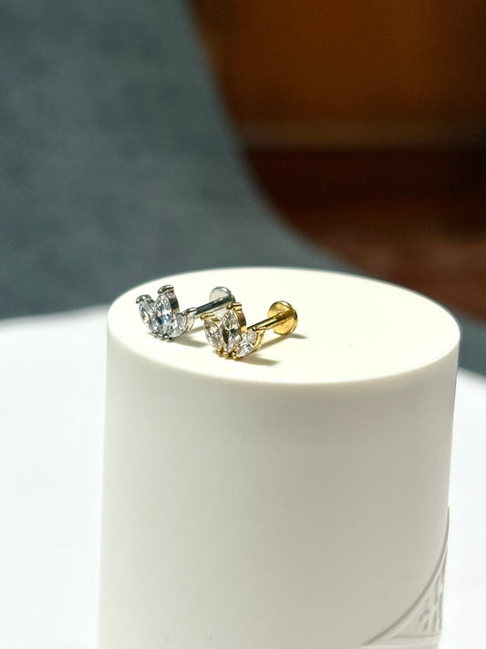 Arete piercing tres hojas - Acero quirúrgico