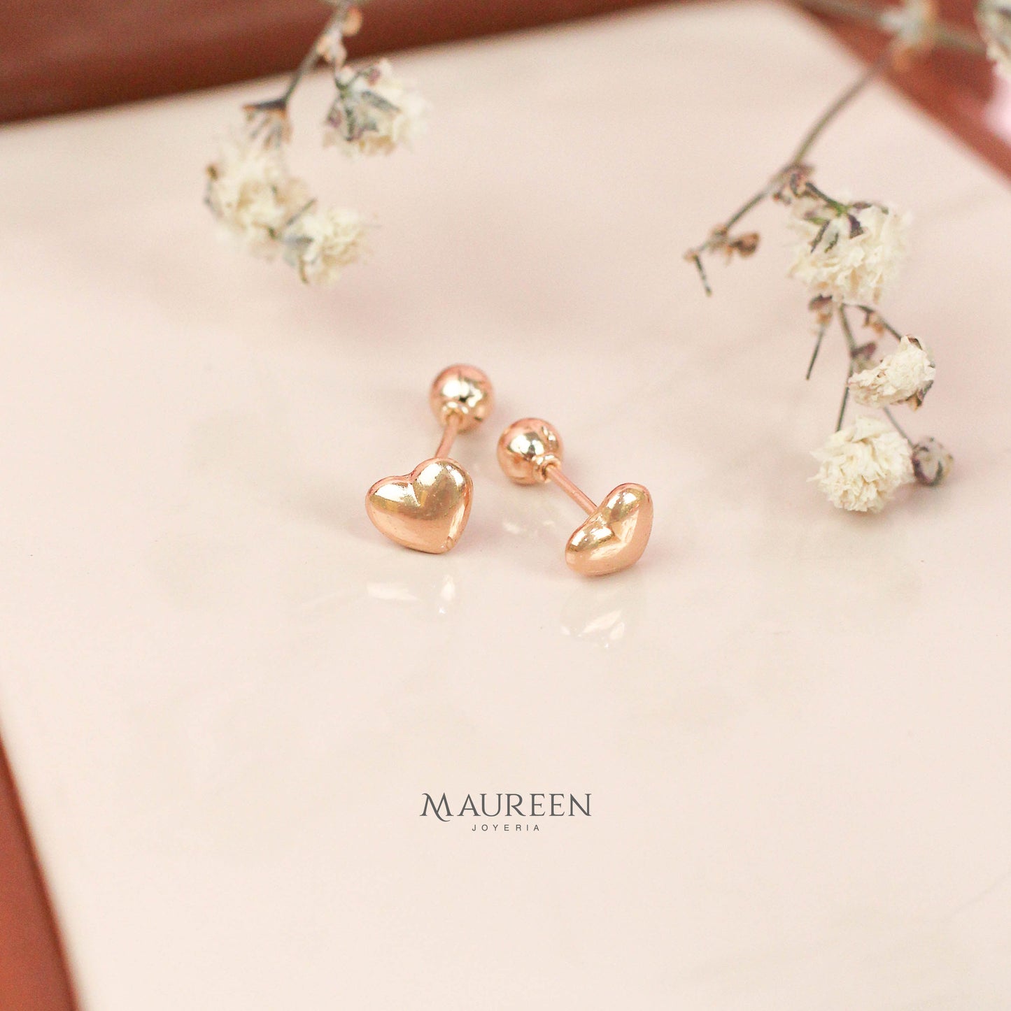 Arete abridor tornillo corazon bombacho - Oro