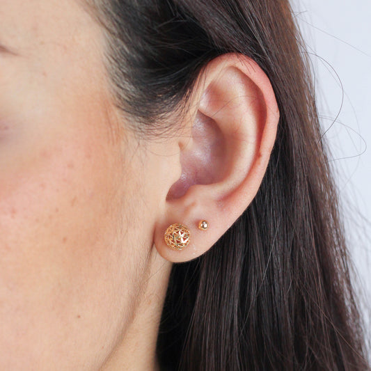 Arete circular tejida - Oro Amarillo