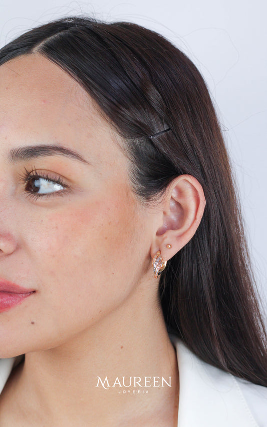 Argollas entrelazado con circones - Oro Amarillo/Rojo/Blanco