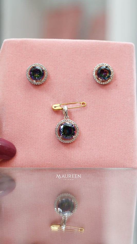 Juego piedra turmalina con circones