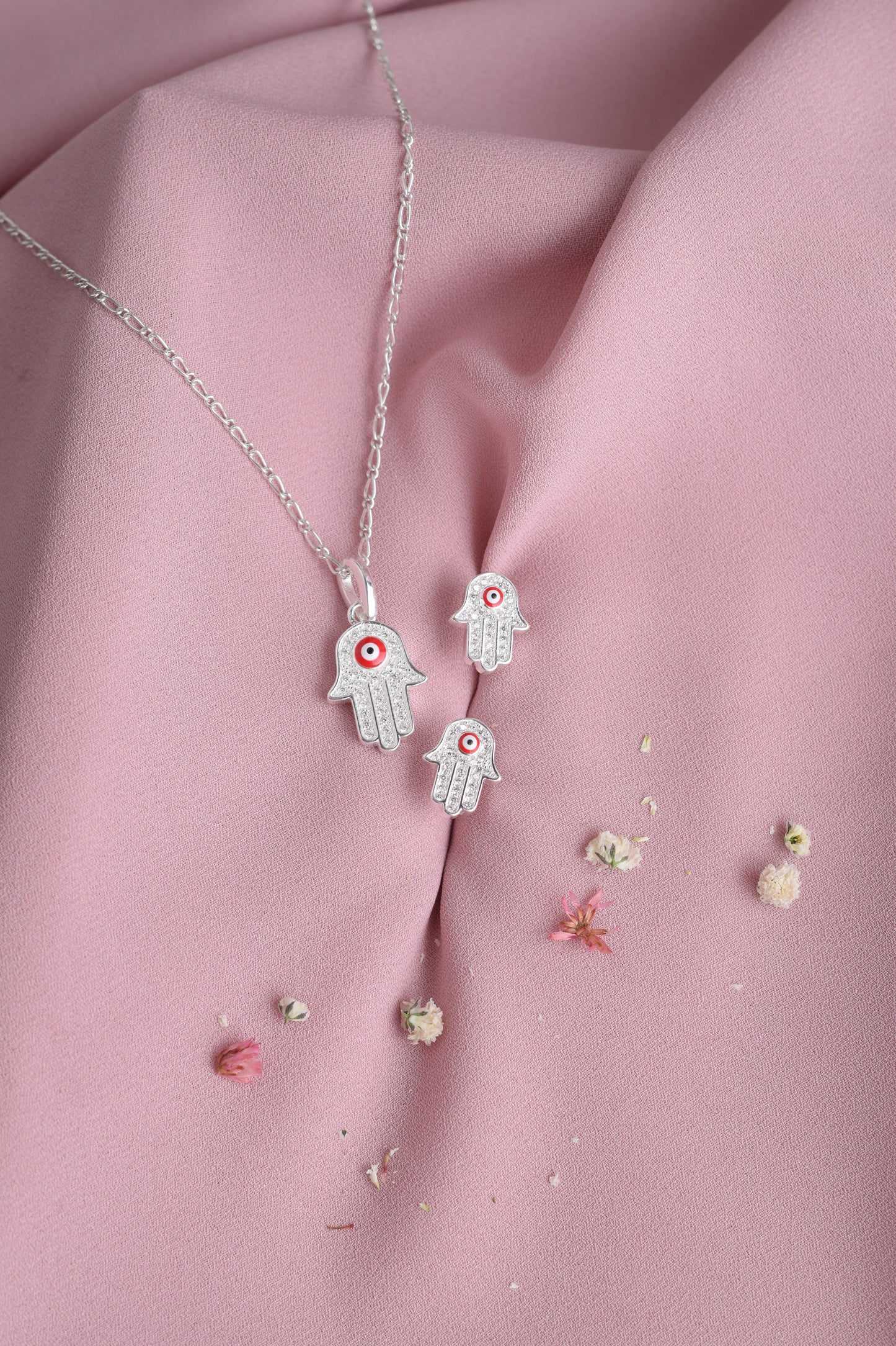 Juego mano poderosa con ojo turco - Plata