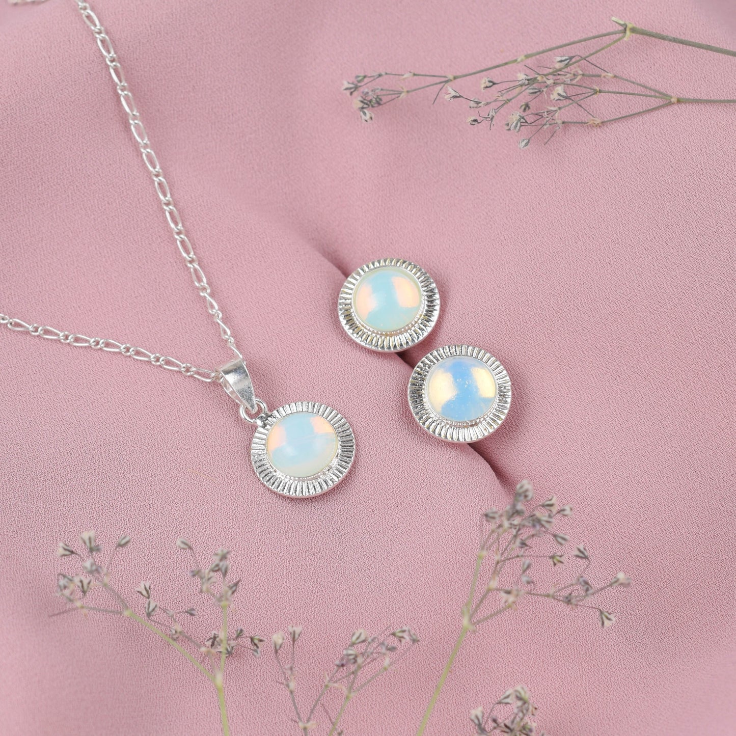 Juego piedra natural nacar - Plata