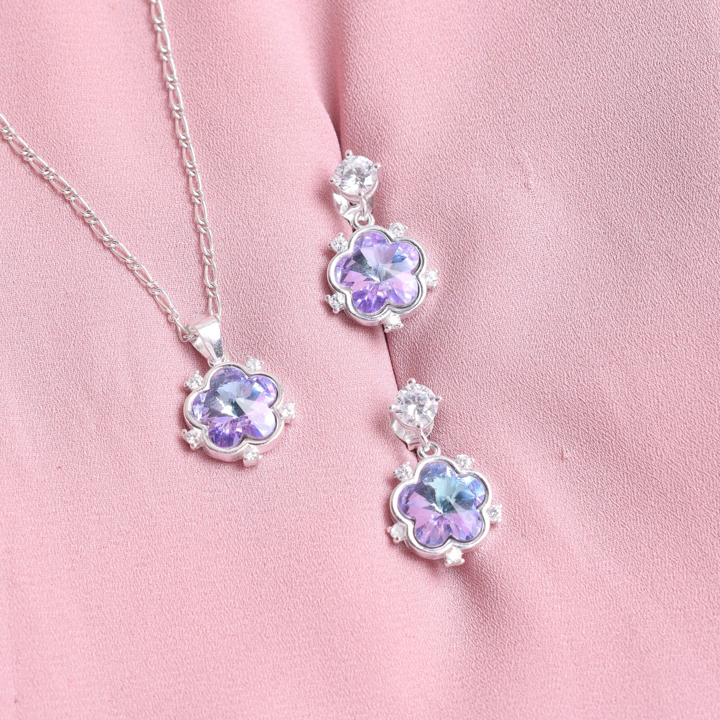 Juego flor morada - Plata