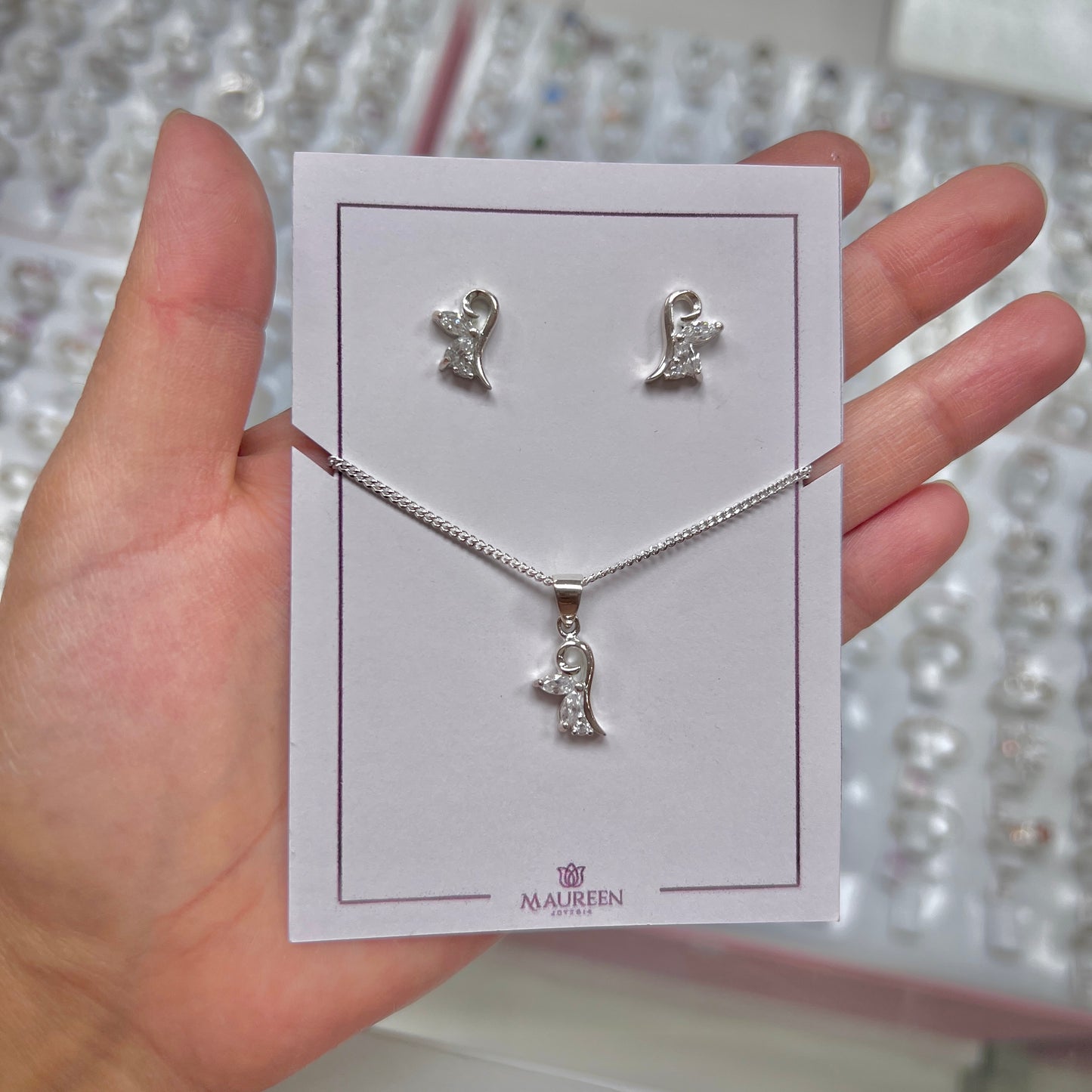 Juego rama circones pegado - Plata