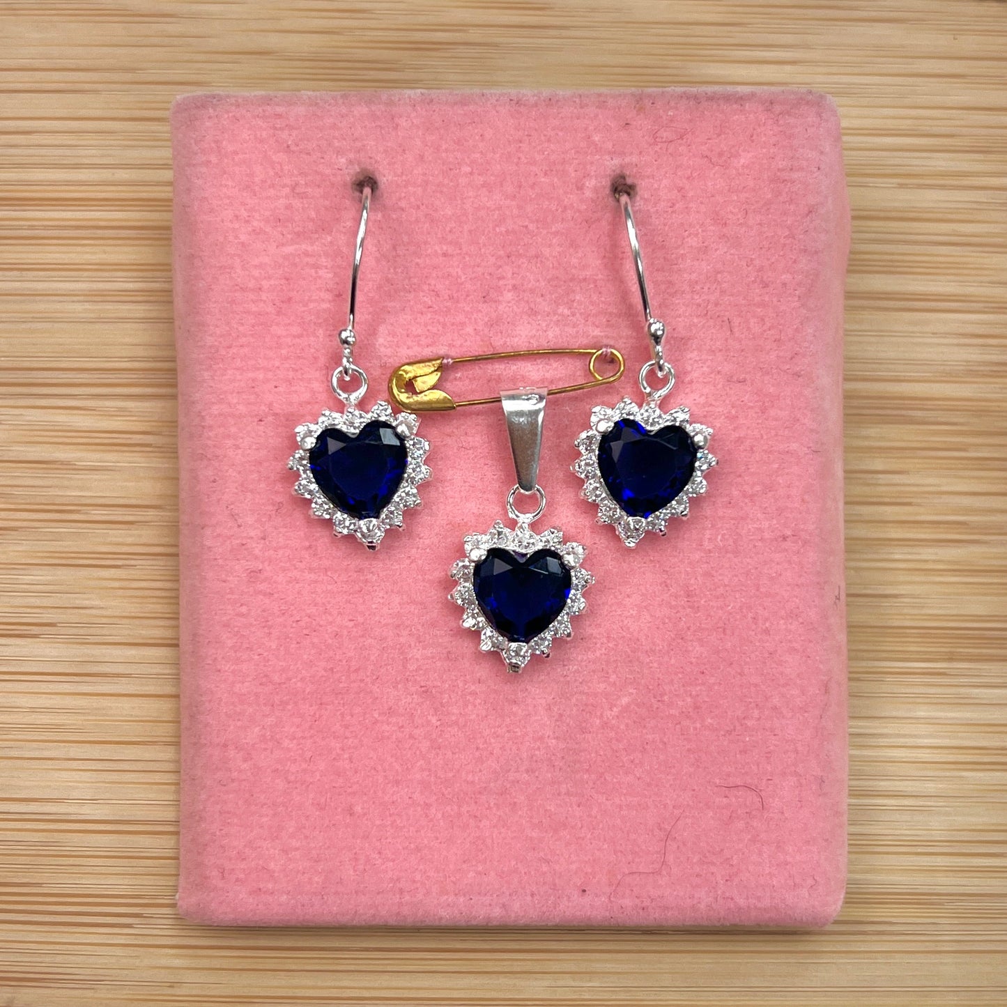 Juego corazon circones colgante - plata