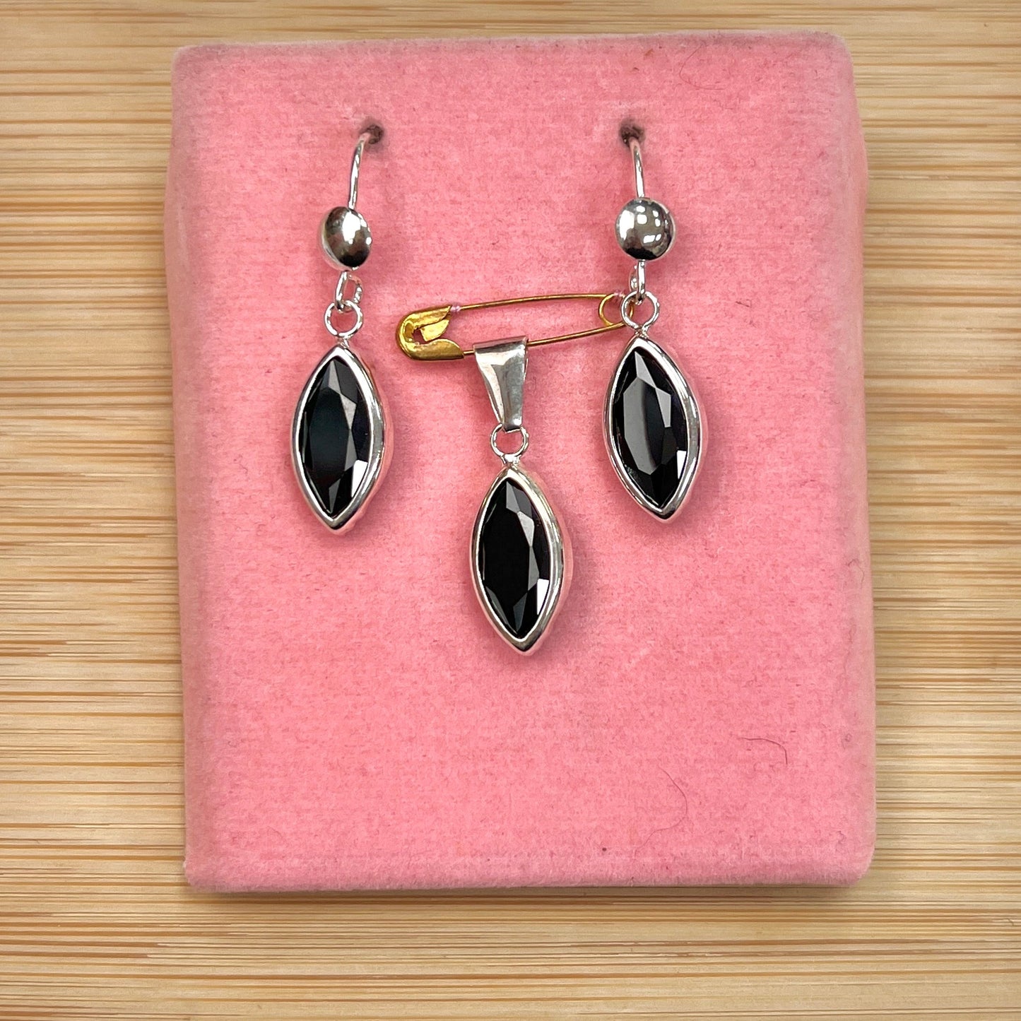 Juego gota onix colgante - plata