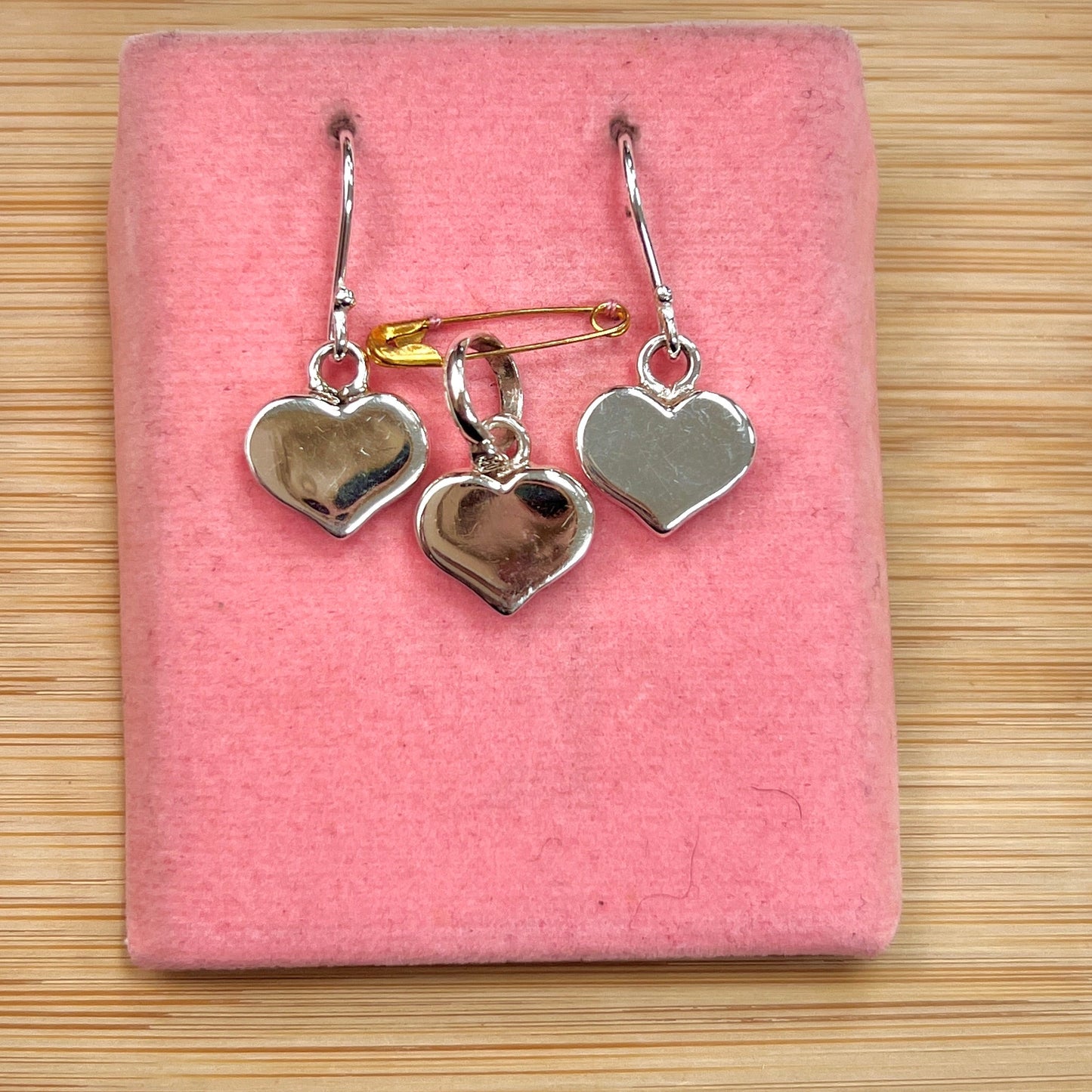 Juego corazon electroformatura colgante - plata