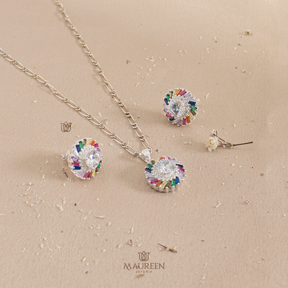 Juego circular circones de colores pegado - Plata