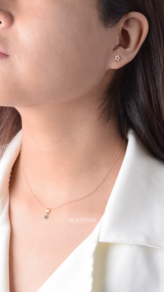 Juego de roseta con zafiro - Oro