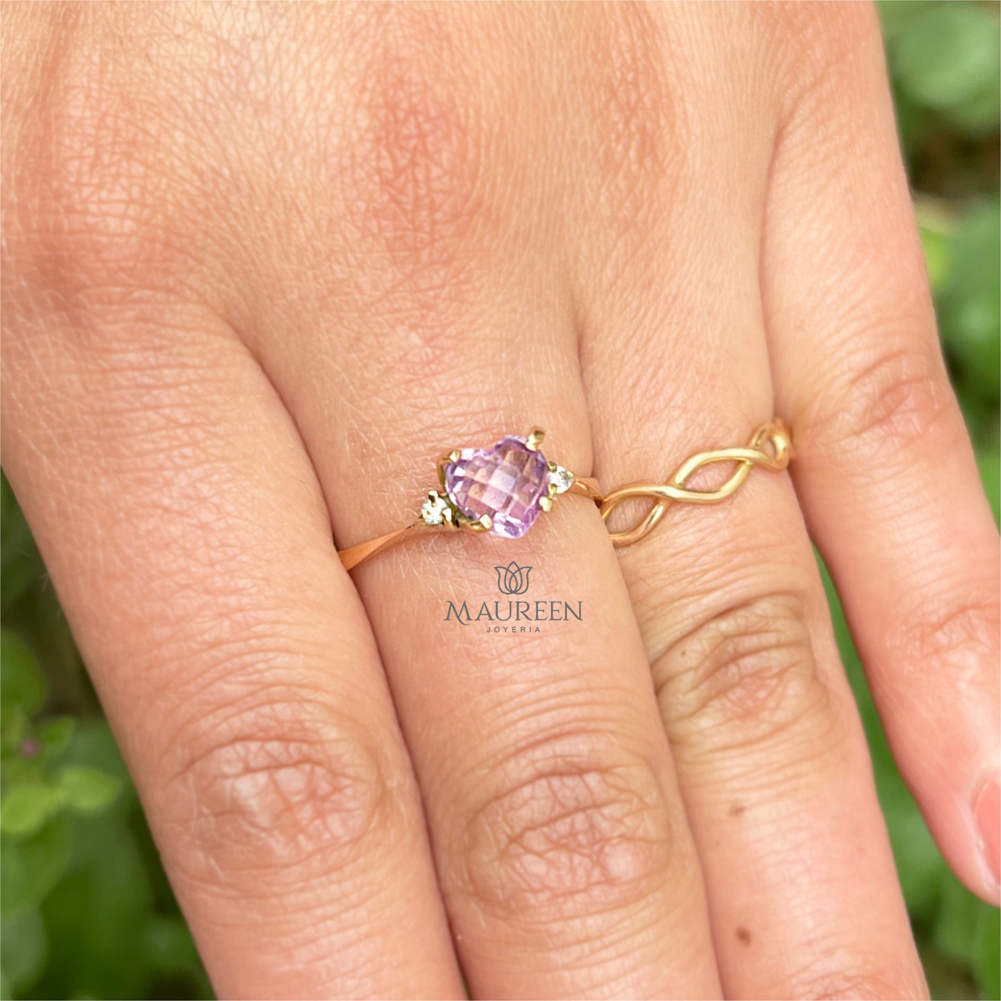 Anillo Piedra Natural Amatista Oro 18kl