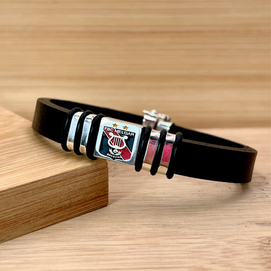Pulsera FBC Melgar cuero - Plata