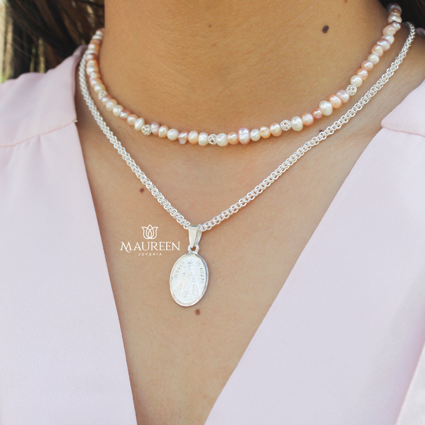 Rosario de la virgen de Chapi plata 990