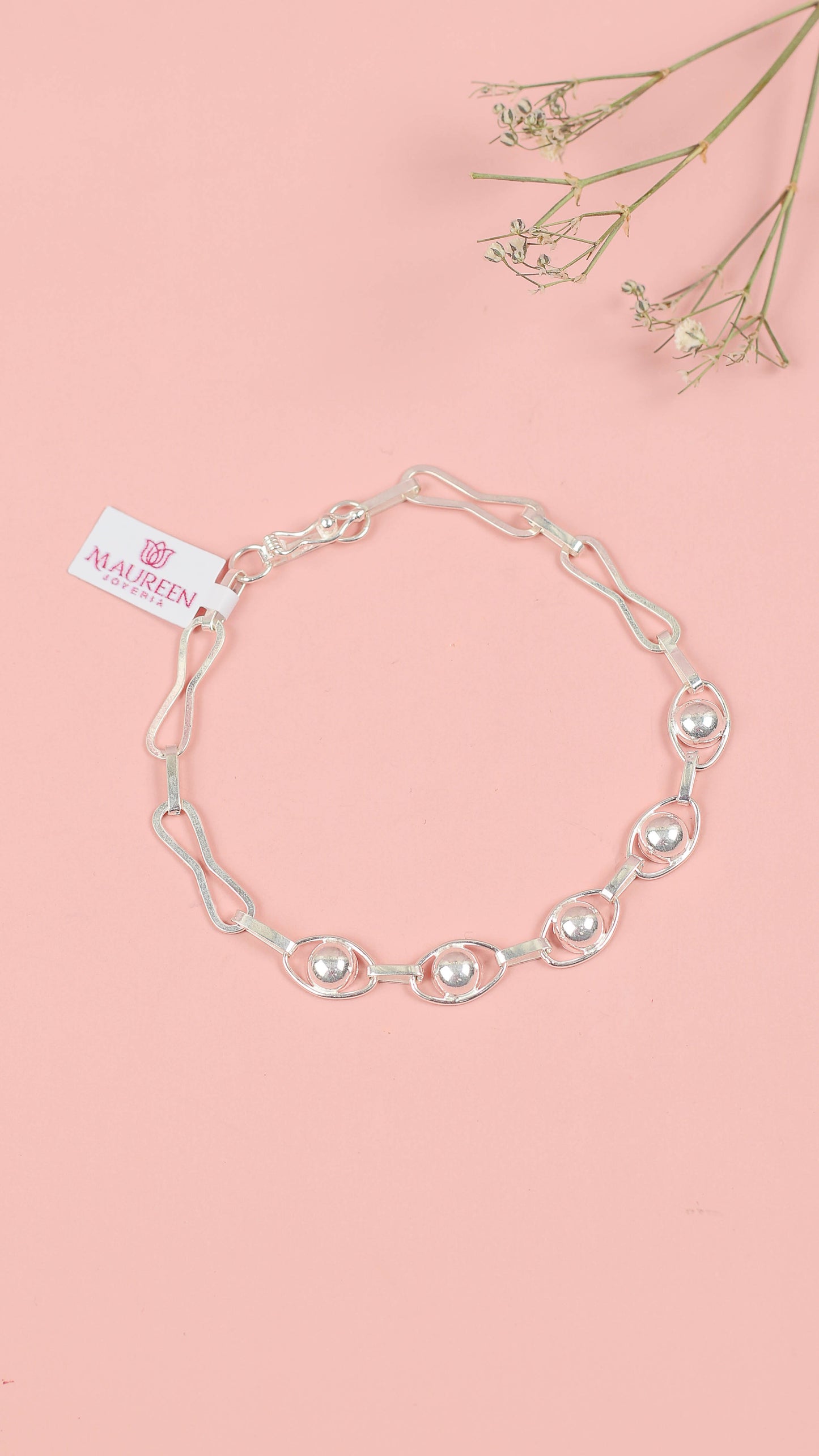 Pulsera circulos eslabón - Plata