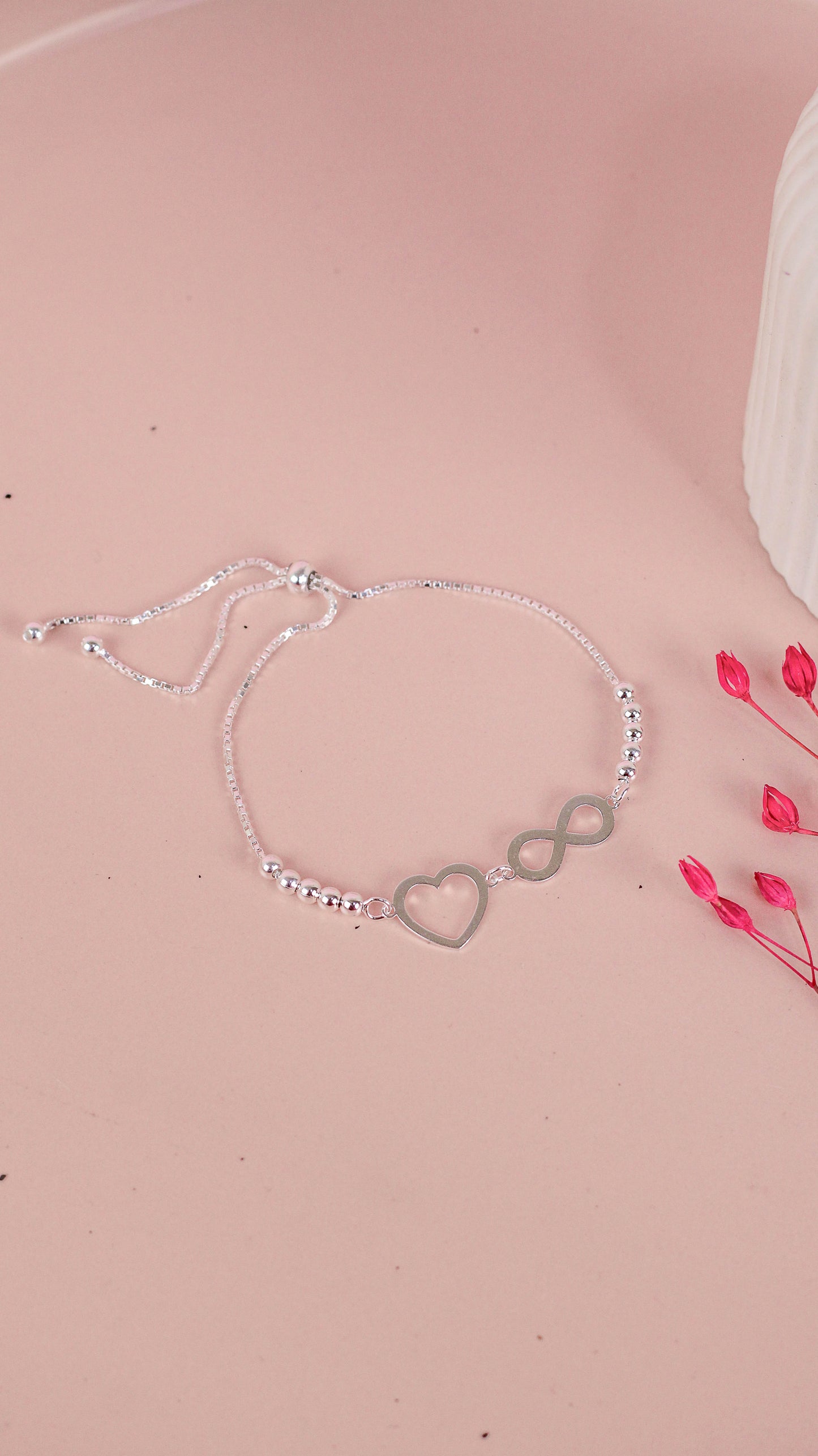 Pulsera infinito y corazon - Plata