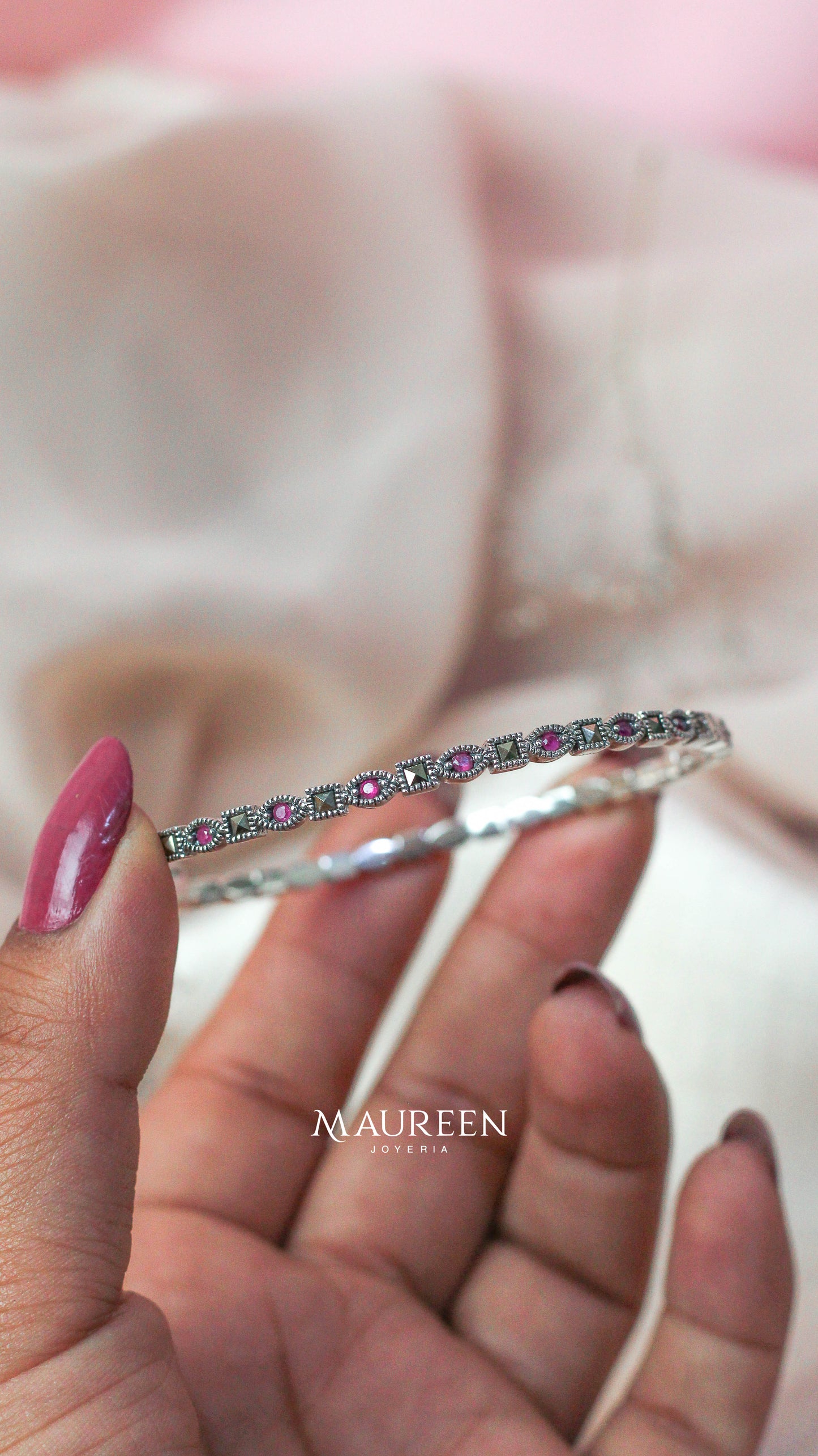 Puñera marquesita cuadrado y hoja - plata