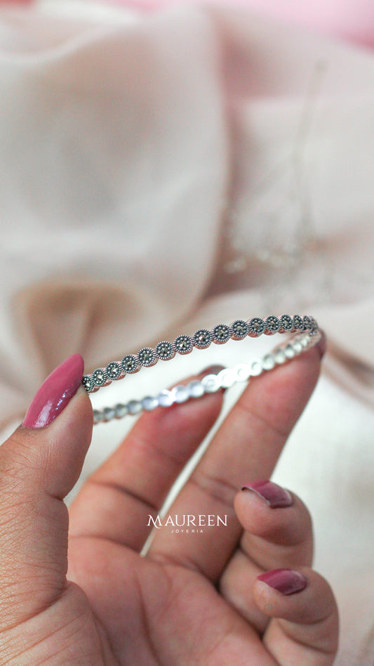 Puñera marquesita círculos - plata