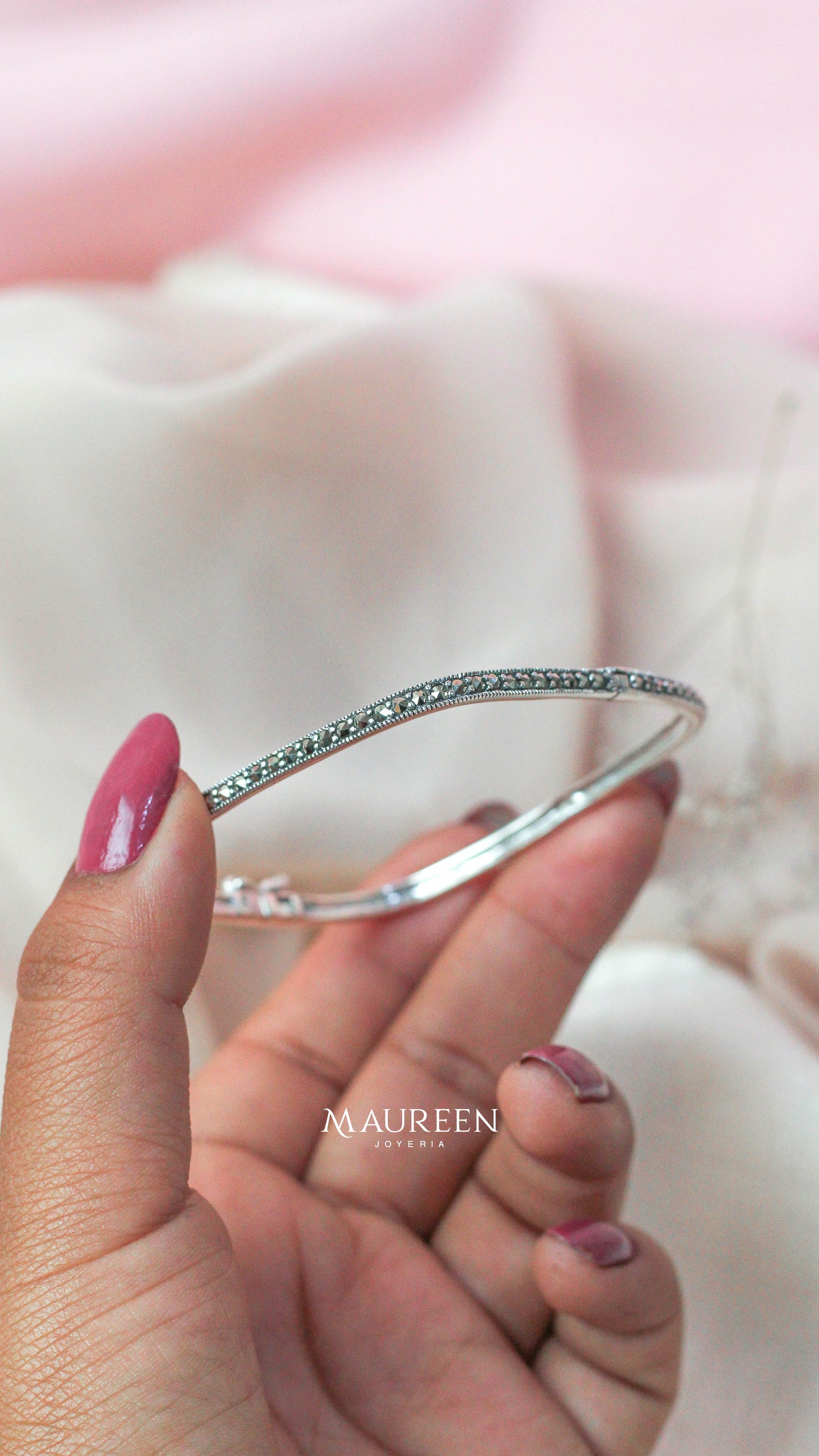 Puñera cuadrada marquesita - plata