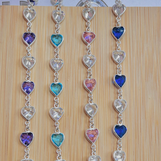 Pulsera corazon circones de color - plata