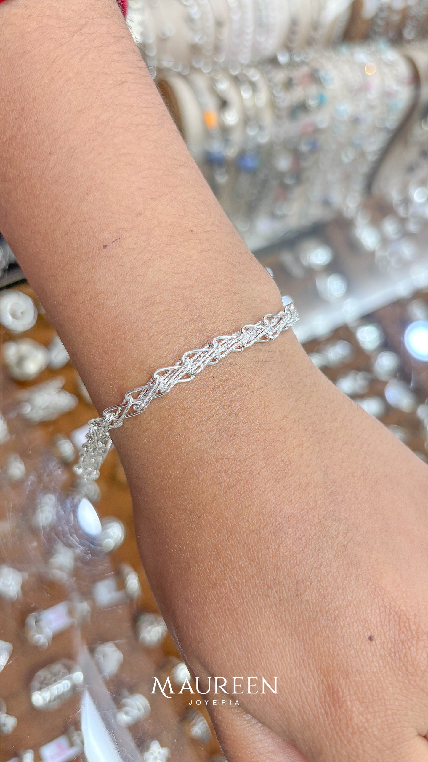 Pulsera trenzada texturada - Plata