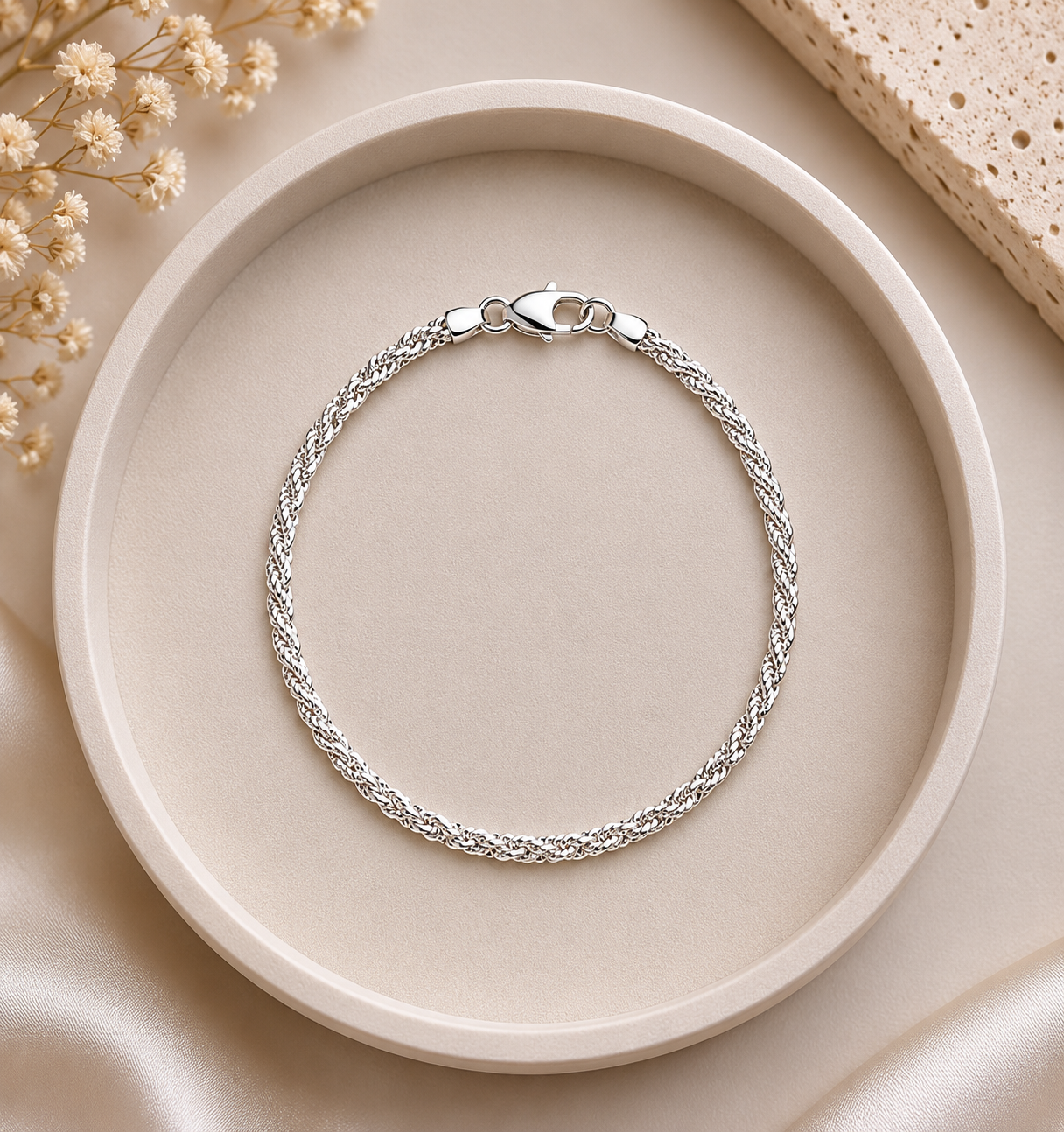 Pulsera tejido trenzado - Plata
