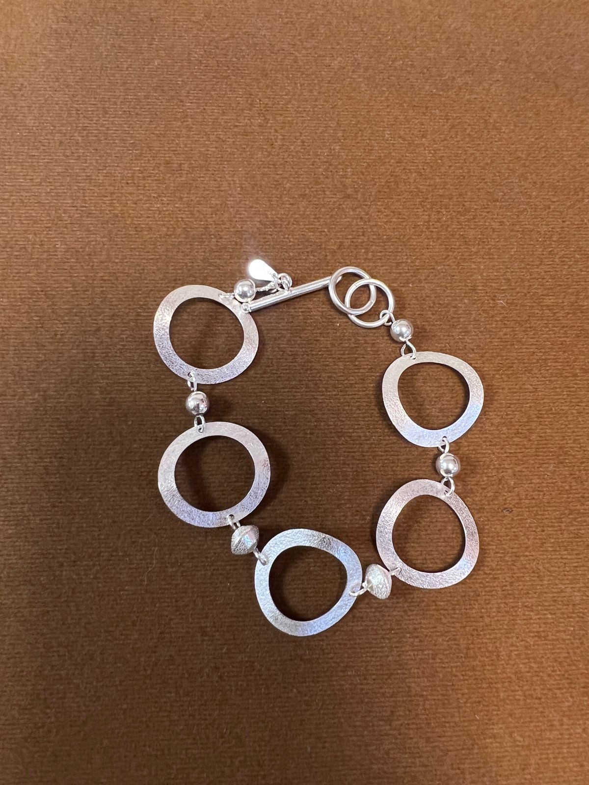 Pulsera circulos texturada - Plata