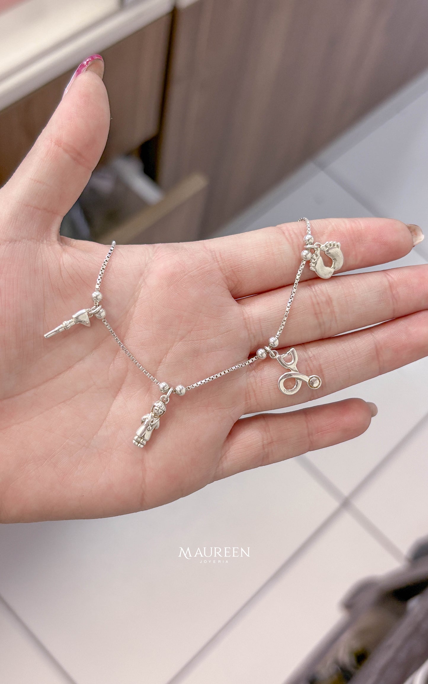 Pulsera dijes pediatra - Plata