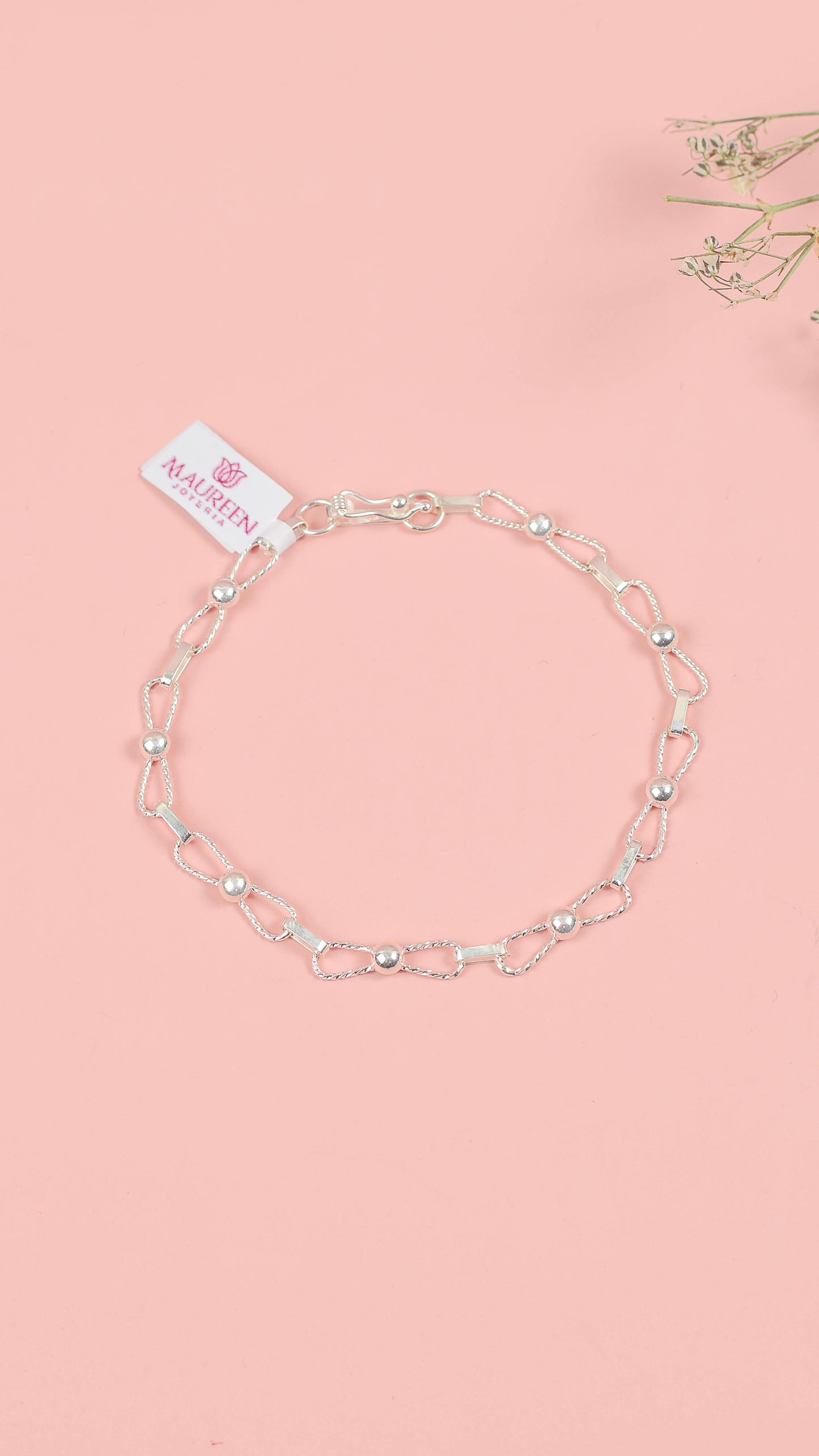 Pulsera delgada roson entorchado - Plata