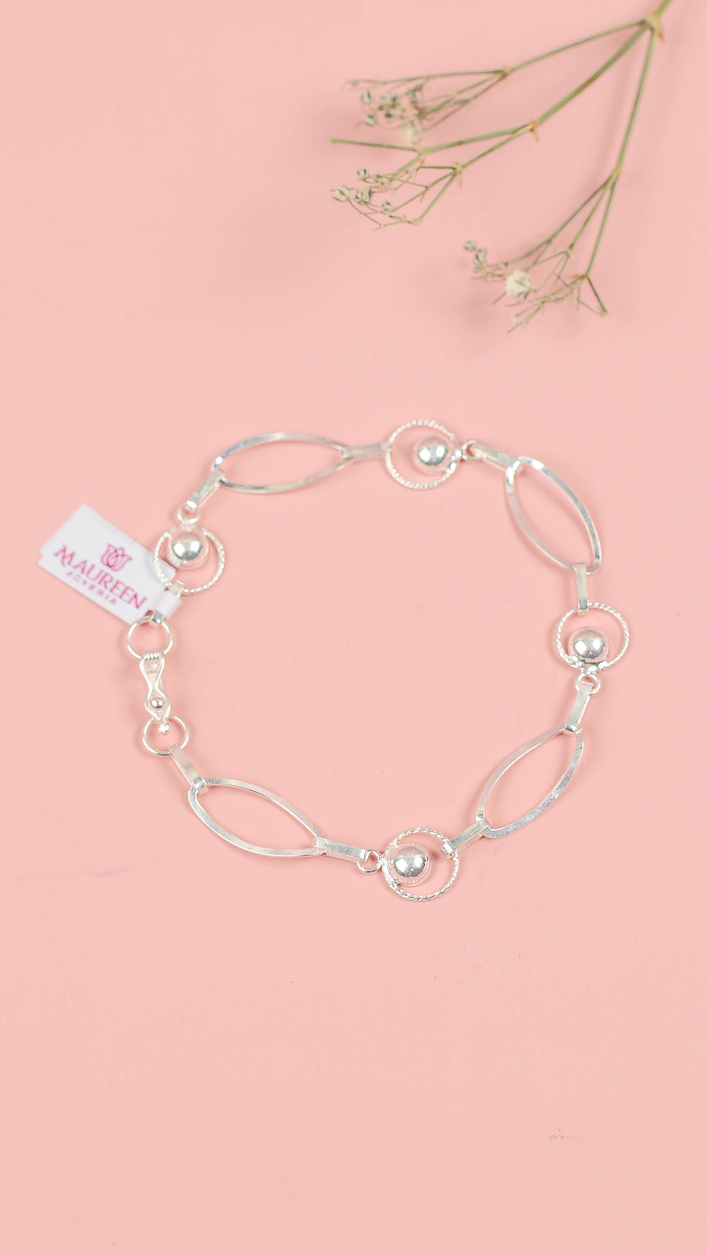 Pulsera forma círculo con ovalado - Plata