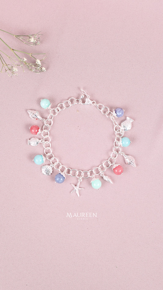Pulsera dijes de mar con piedras naturales - Plata