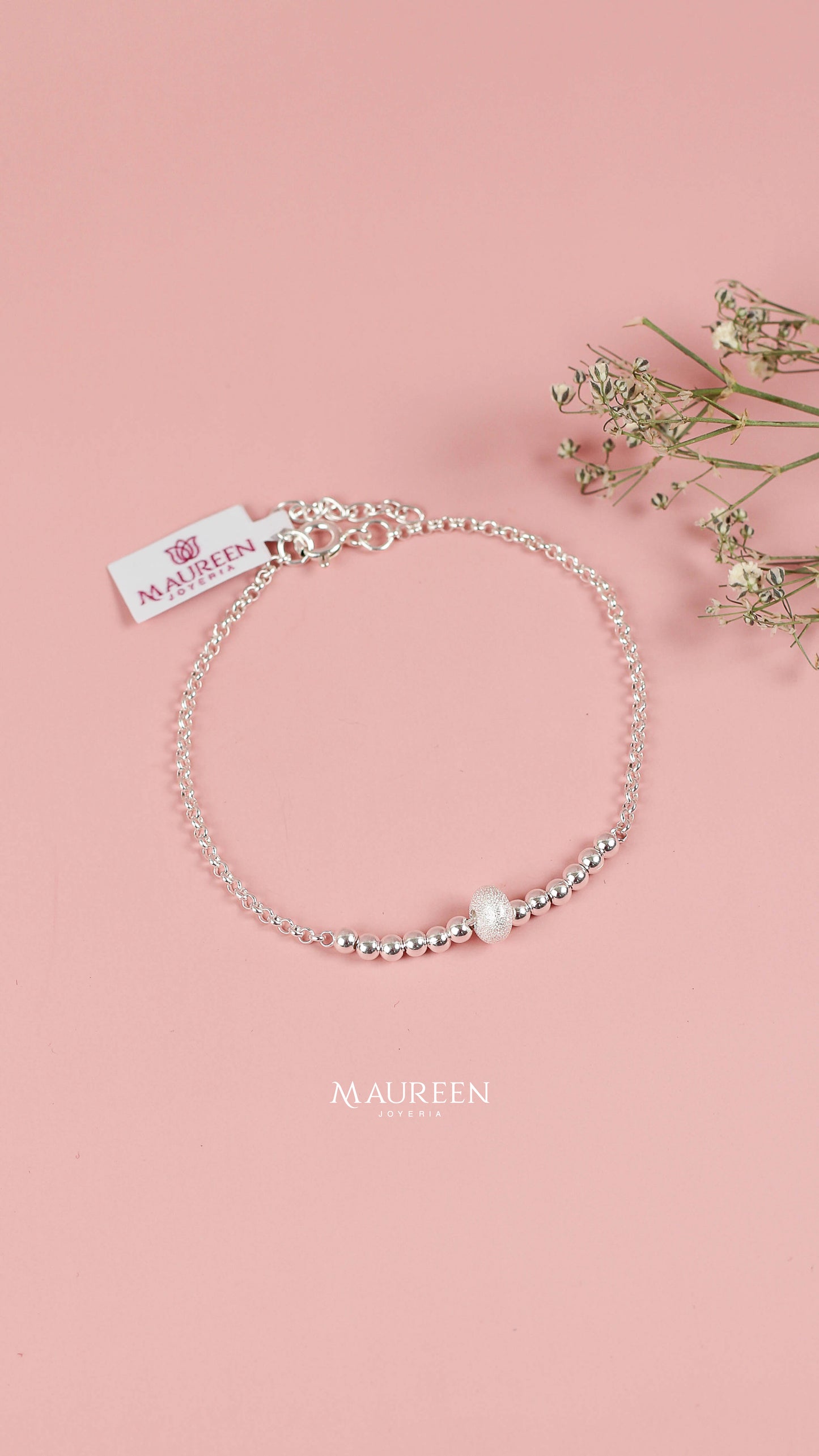 Pulsera esfera diamantada - Plata