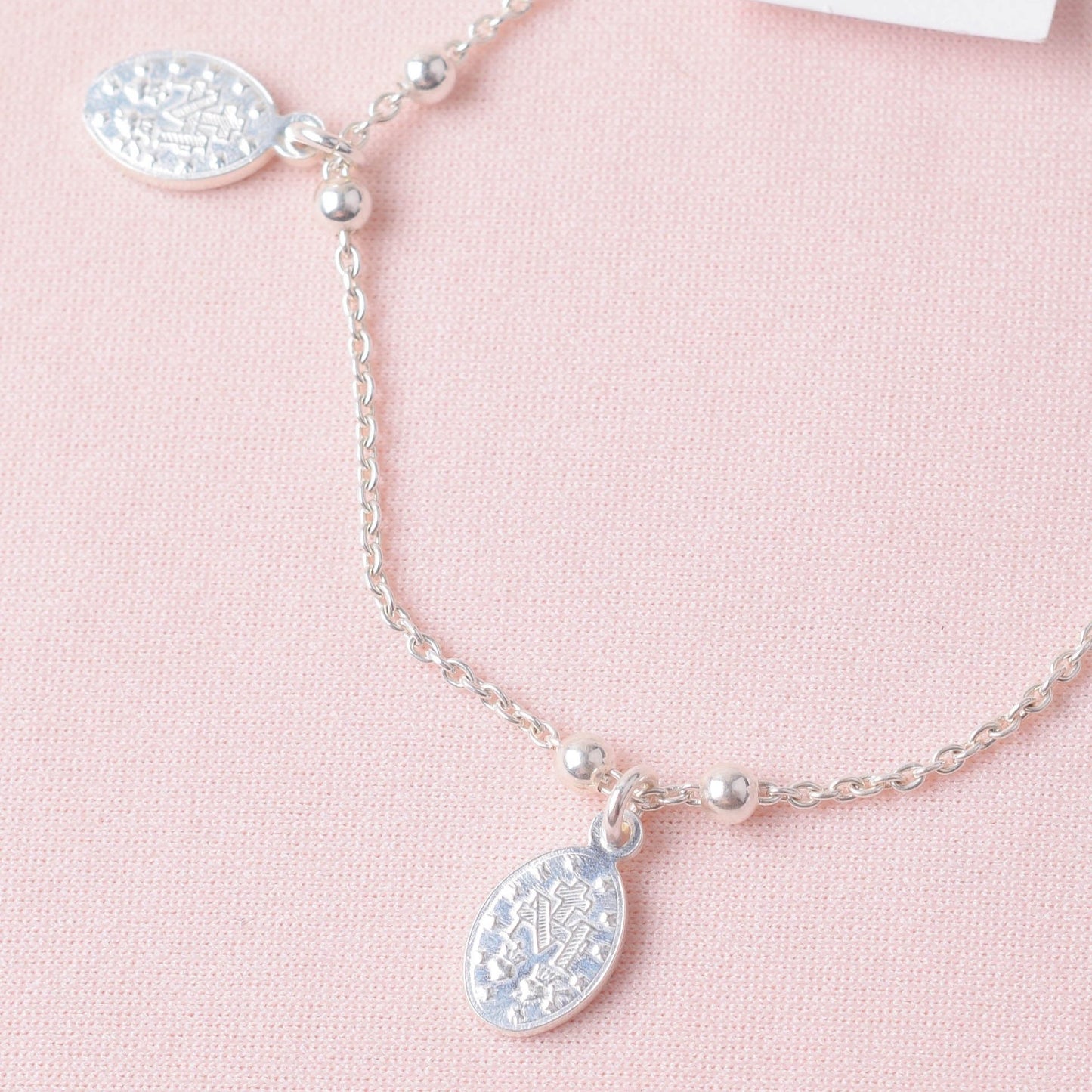 Pulsera virgen medalla milgrosa con esferas- Plata