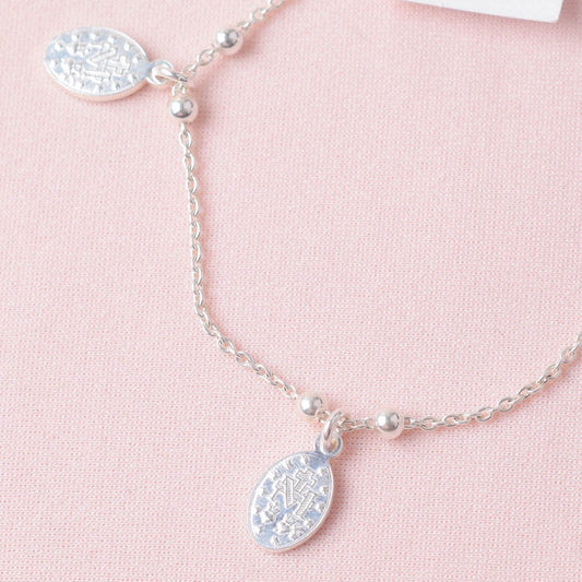 Pulsera virgen medalla milgrosa con esferas- Plata
