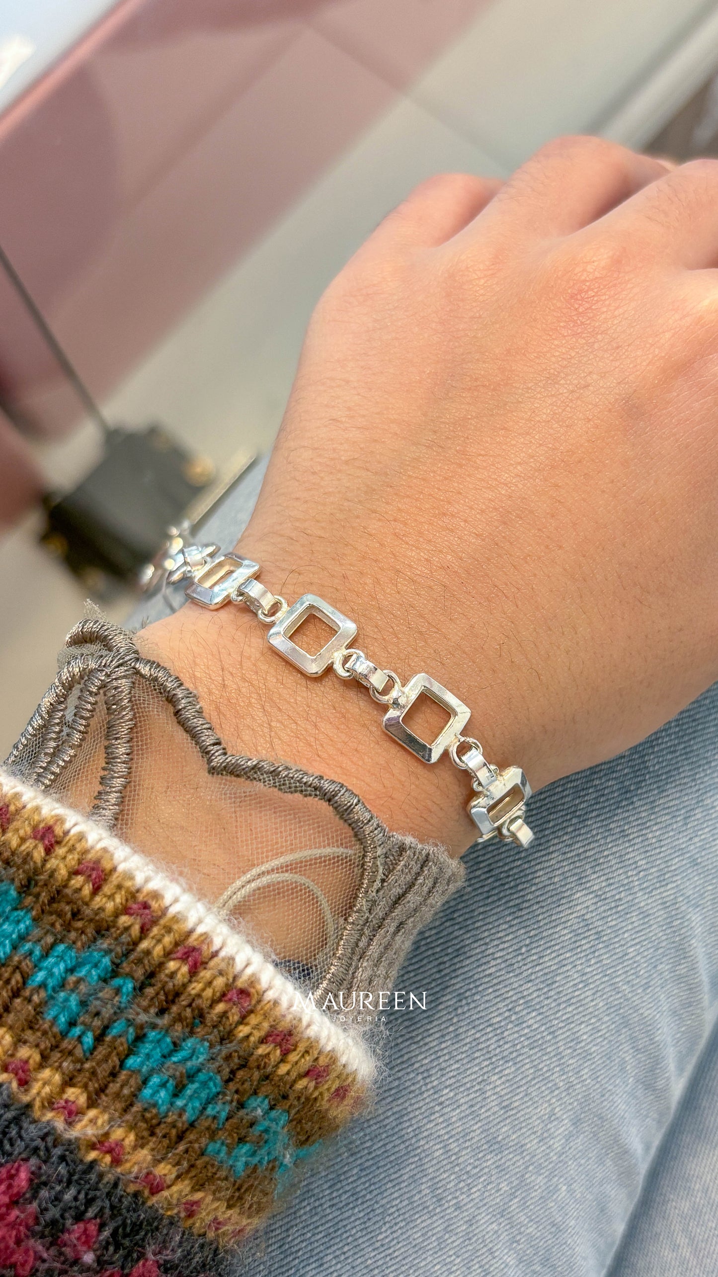 Pulsera de cuadrados - plata