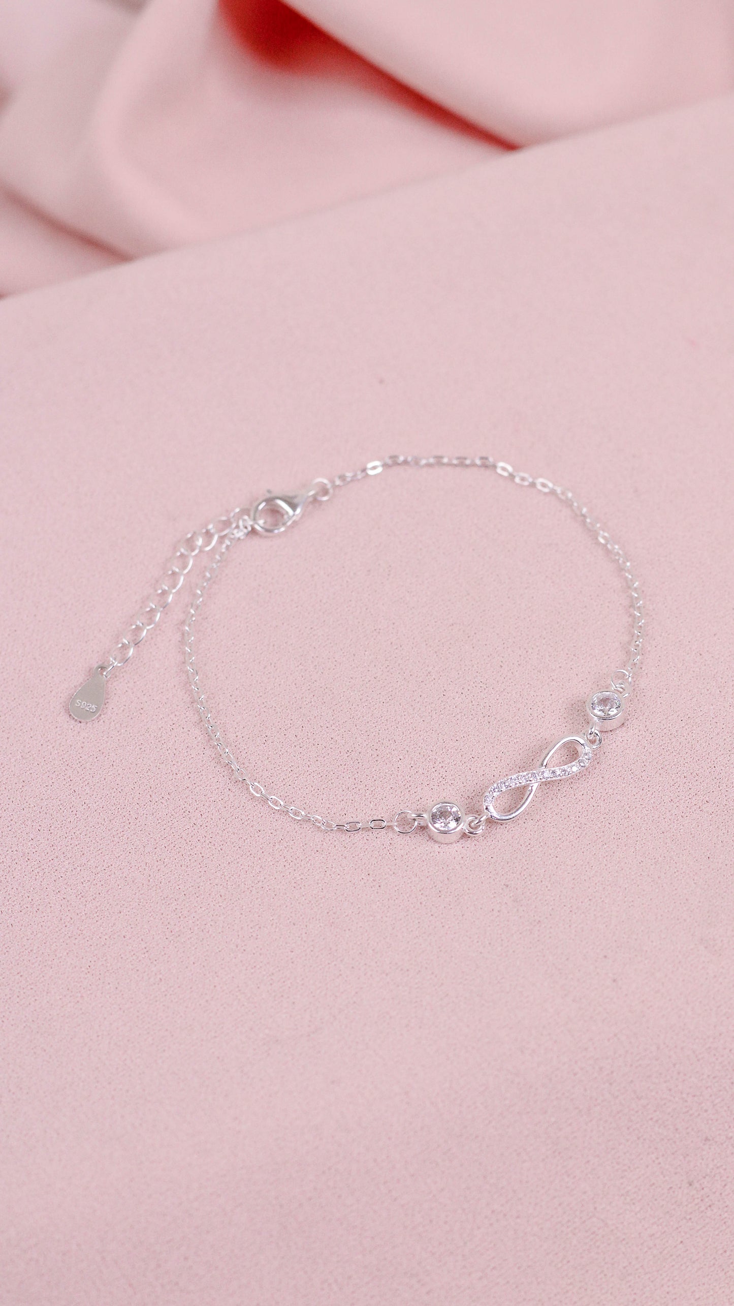 Pulsera infinito con circones - Plata