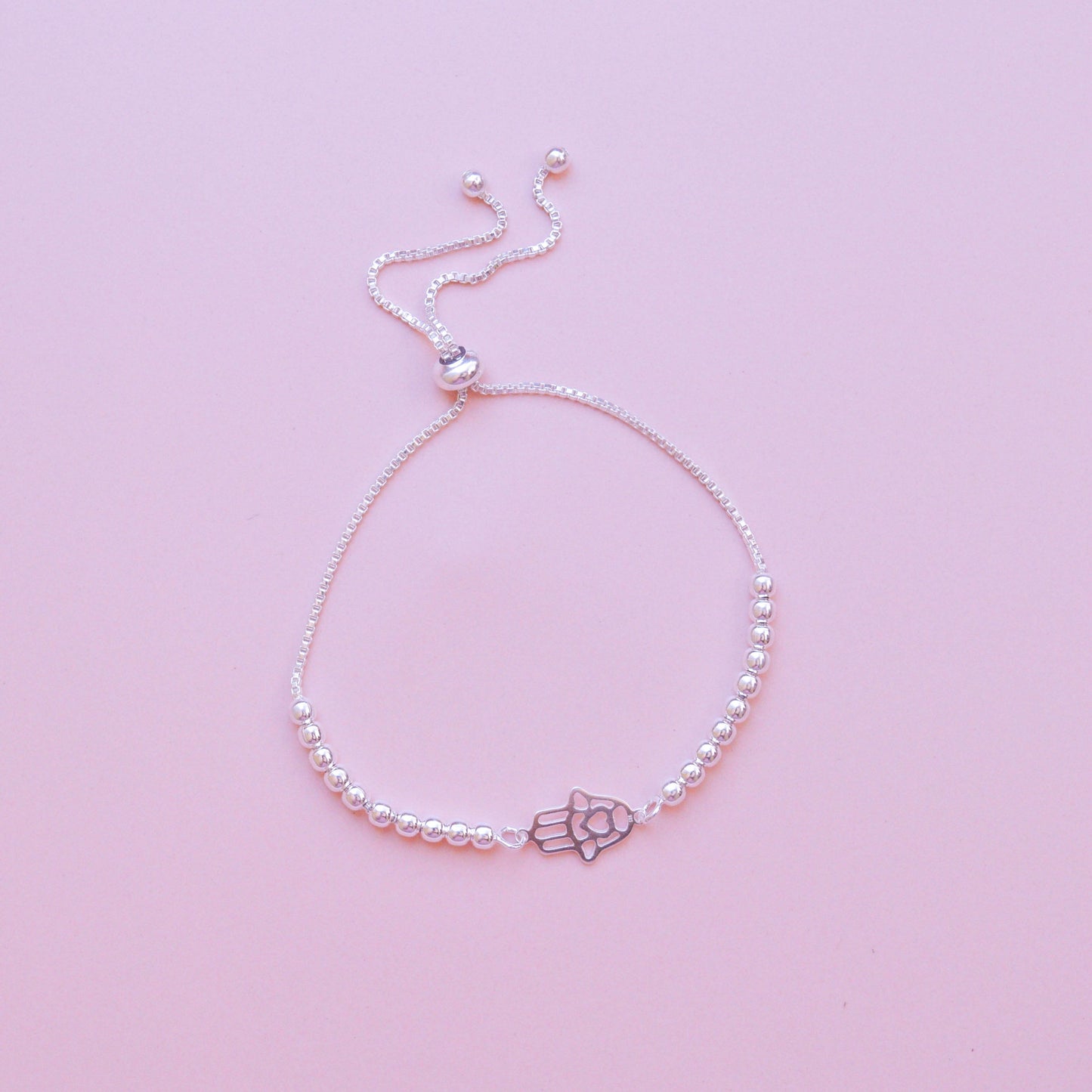 Pulsera regulable mano poderosa con esferas - Plata